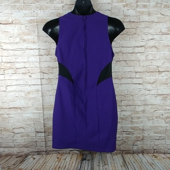 Reckless Hearts Size 1X Purple Mini Dress with Black Mesh Cutouts - Picture 2 of 8